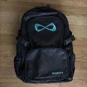NFinity Black Glitter Backpack with Teal Logo